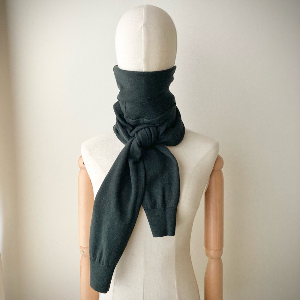 joodito 100% merino wool sweater wrap scarf long origami boro snake winter black - Picture 3 of 12